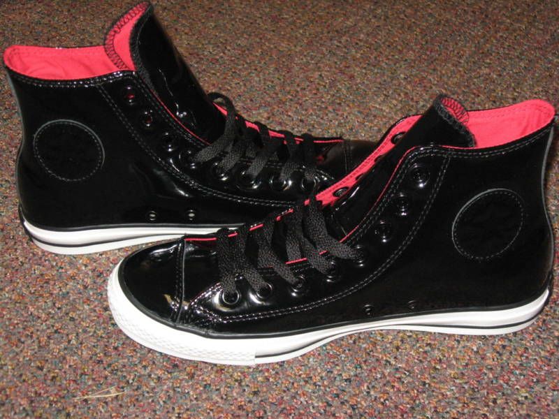 NEW CONVERSE ALLSTAR BLACK PATENT LEATHER SZ M 6.5 W8.5  