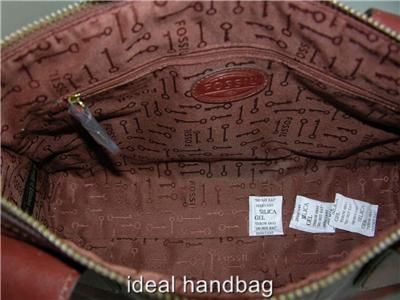 NEW NWT FOSSIL VRI $238 BROWN LEATHER TOP ZIP TOTE BAG  