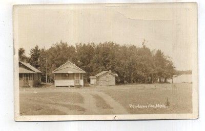 MI   PRUDENVILLE DENTON MICHIGAN RPPC Postcard LAKE HOUGHTON CABINS 