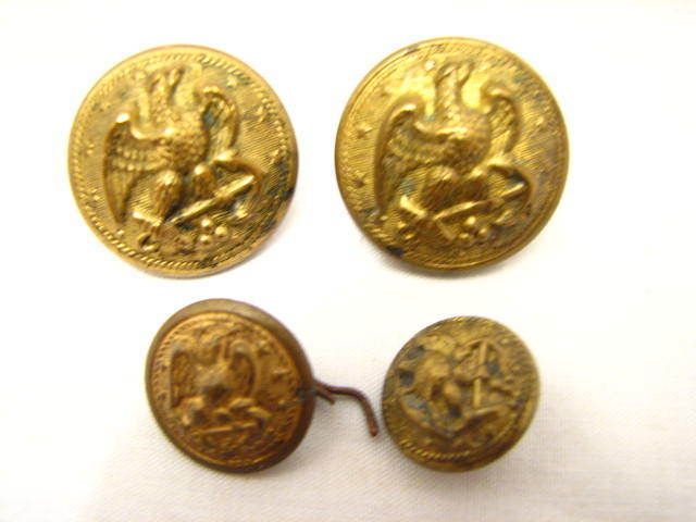 ANTIQUE MILITARY NAVY BRASS BUTTON SET EAGLE ANCHOR  