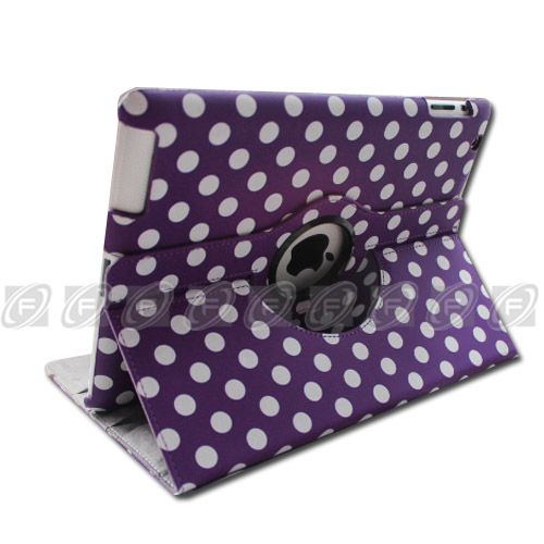 The New iPad 3 / iPad 2 Polka Dot Magnetic PU Leather Case Smart Cover 