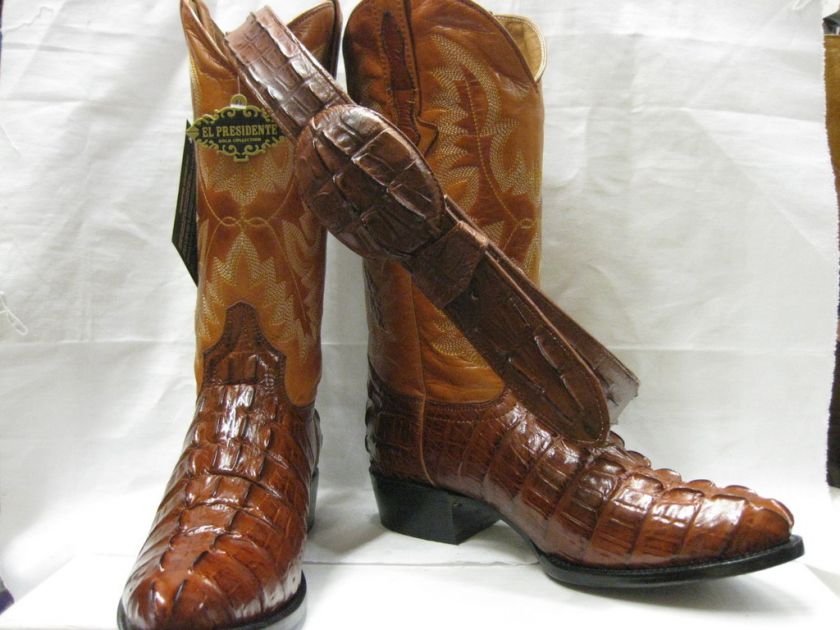 CROCODILE ALLIGATOR TAIL COWBOY BOOTS R TOE & BELT d  