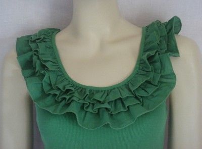 DOROTHY PERKINS GREEN RUFFLE SCOOP NECK T SHIRT new 14  