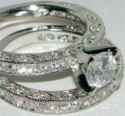 6ct Vintage Style Wedding Engagement 2 Ring Set SIZE 7  