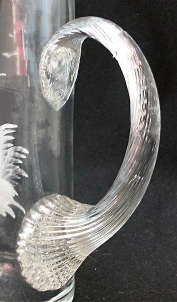 Crystal MARY GREGORY art glass tankard pitcher, 6 3/4h  