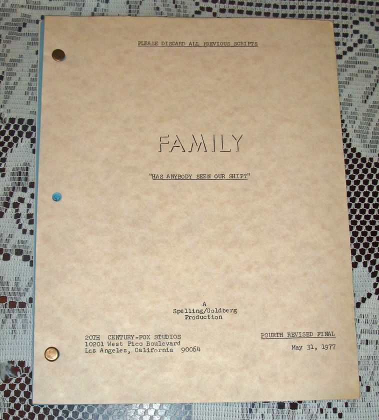   TV Show Family 1977 Script Has Anybody Seen Our Ship FREE SHIP  