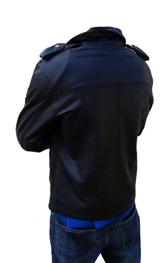 Mens Black Supple Sheep Leather City Travel Jacket  