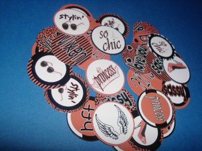 50 precut 1 Red and Wild Girly bottlecap images  