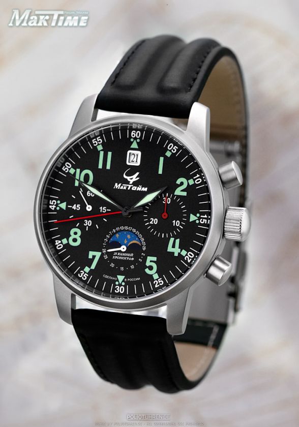 US MAKTIME  Poljot Chronograph 31679 Russian Aviator mechanical Pilot 