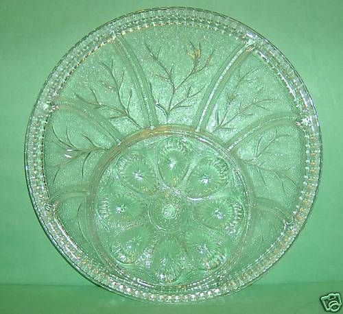 Indiana Glass TREE OF LIFE 13 Deviled Egg/Relish Tray  