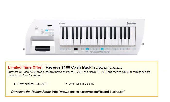 Roland AX 09 Lucina 37 Key Synthesizer Pearl White New  