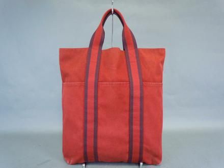 AUTHENTIC HERMES FOURRE TOUT CABAS BURGUNDY TOTE BAG  