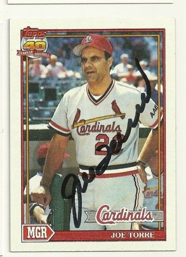 JOE TORRE 1991 TOPPS SIGNED # 351 CARDINALS  