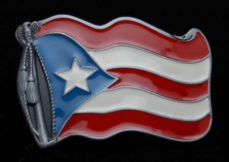 Puerto Rico / Rican Flag Metal Belt Buckle  