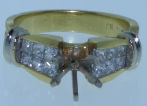 18K yellow gold semi mount diamond ring vintage estate  