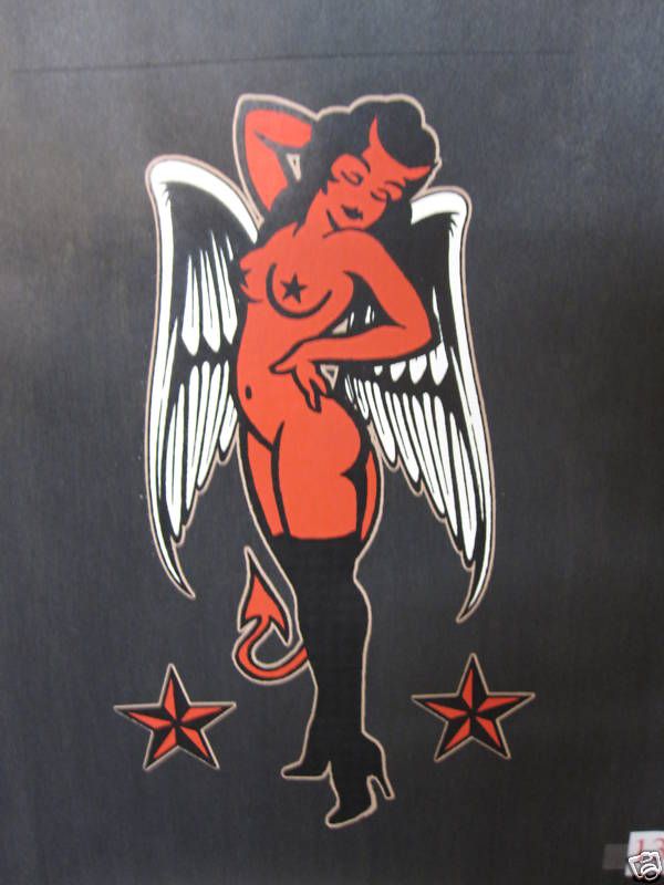 TATTOO PIN UP DEVIL GIRL HOTROD ROCKABILLY COOL SHIRT  