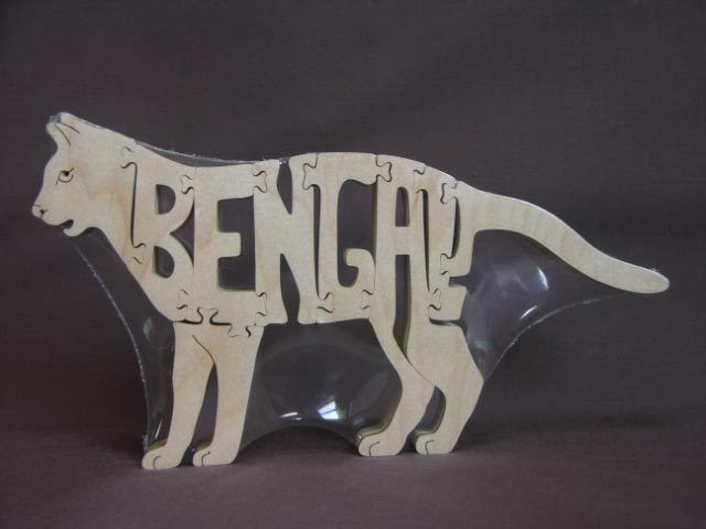 Bengal Cat Wooden Puzzle Amish Scroll Saw Toy NEW  