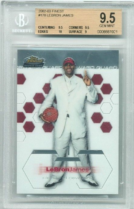 2002 03 Finest Lebron James Rookie Graded BGS 9.5 *21  