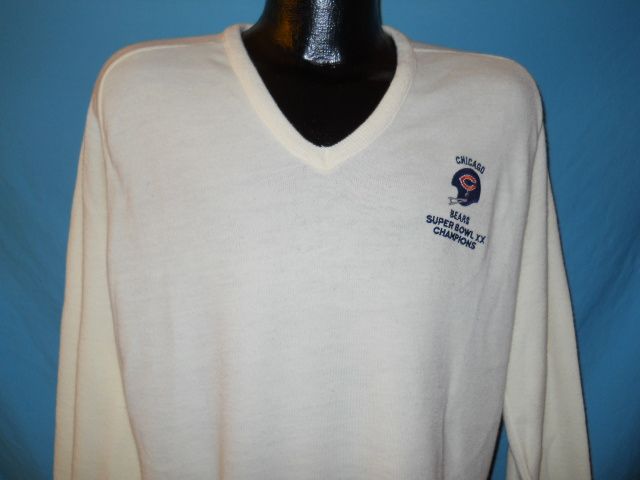 vintage CHICAGO BEARS V NECK 1986 CHAMPS LOGO 7 SWEATER L  