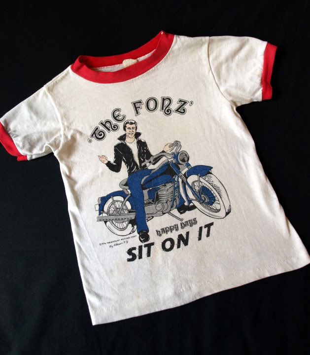 vintage 76 THE FONZ Happy Days kids ringer T SHIRT 4/5  