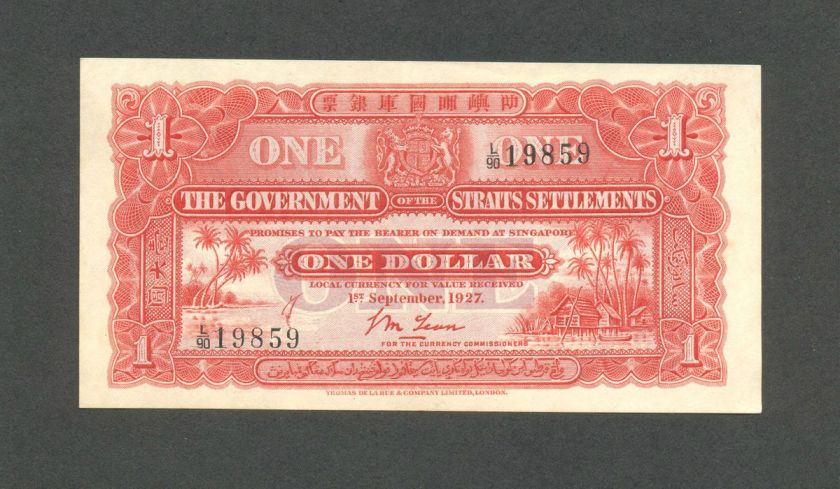 Straits Settlements Malaya $1 Dollar 1927 AU  