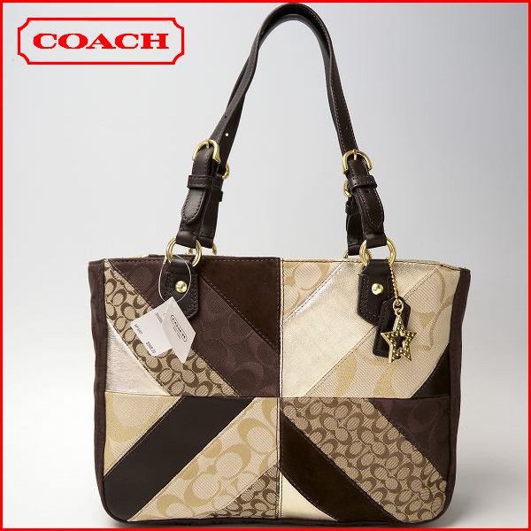 NEW COACH PATCHWORK GALLERY TOTE 17614 SIGNATURE BROWN PURSE HANDBAG 