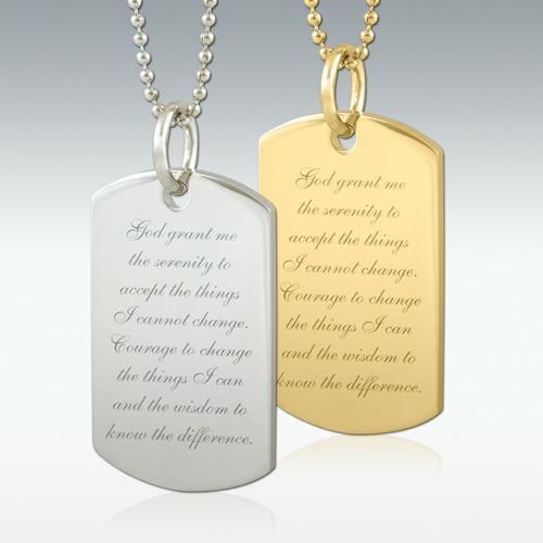 God Grant Me Dog Tag Engraved Pendant Silver or Gold  