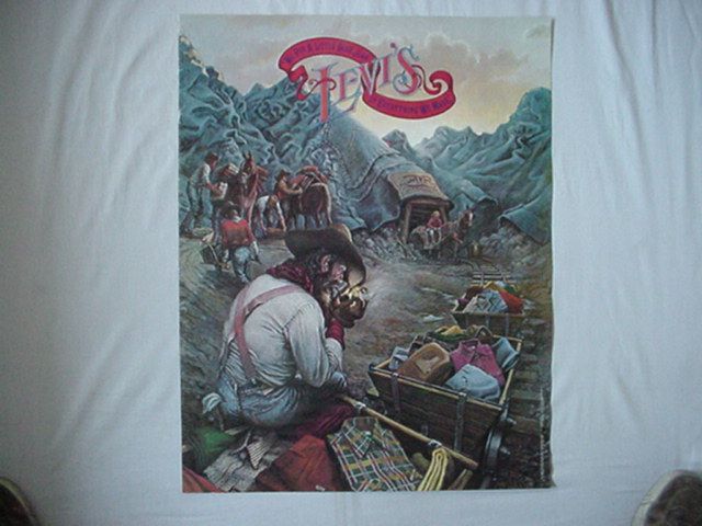 Rare Vintage New 28x22 Levis Mountain Poster  