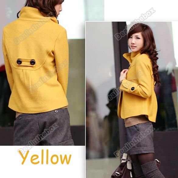   Fashion Jacket Turtleneck Coat Outwear Temperament Woolen Collar