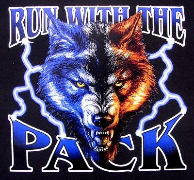 RUN WITH PACK WOLF WEREWOLF WOLFMAN BIKER T SHIRT XT15  