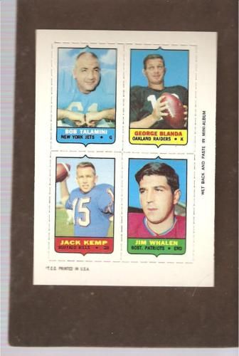 1969 Topps 4 in 1 Kemp Bills Blanda Radiers Jets EXMT+  