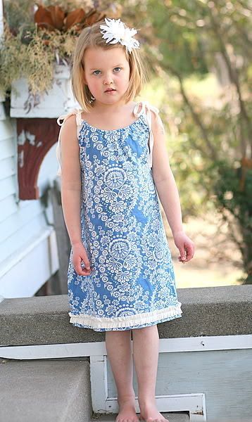 Paper Wings Blue Print Summer Tie Girl Dress 5 EUC  