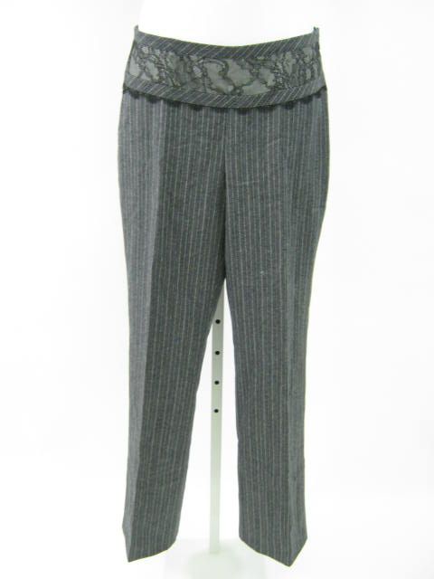 BLUMARINE Gray Wool Lace Pinstripe Pant Suit Outfit 40  