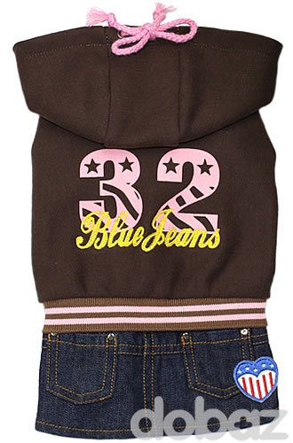 DOBAZ Dog Skirt Hoodie Brown Sweatshirt   S,M,L,XL,2XL  