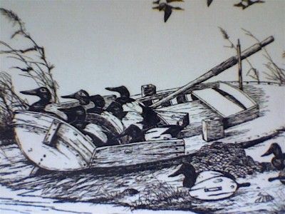 DAVID HAGERBAUMER ORIGINAL SIGNED ART ETCHING DUCK BOAT  