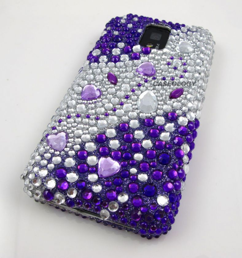 PURPLE SILVER DIAMOND CASE COVER LG TMOBILE G2X PHONE  