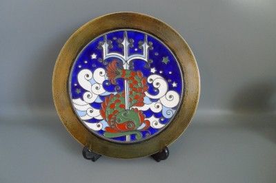 Russian Russia Soviet 916 Silver Gilded Enamel plate  