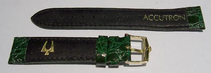 Accutron Crocodile Grain Green Superior Strap w/ Signed GF Buckle Free 