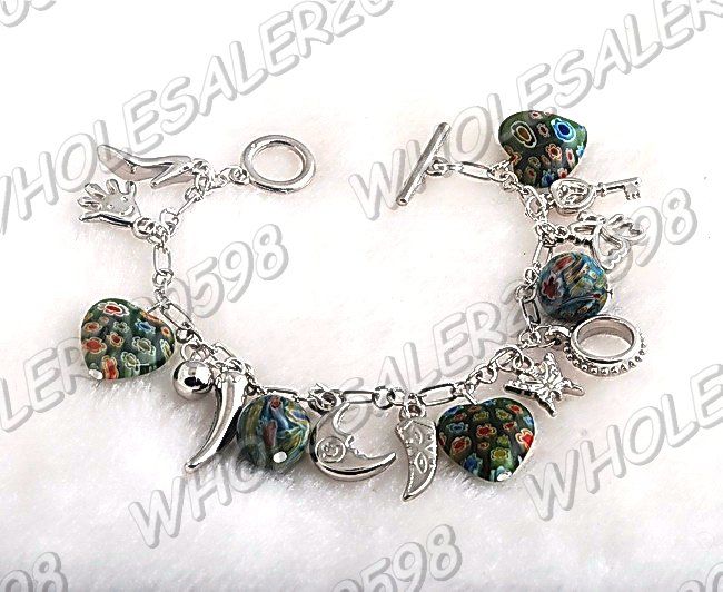 WHOLESALE 17strands Handwork Heart Glass Bead Bracelets  