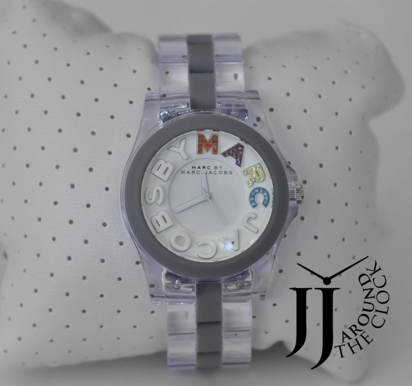   Marc Jacobs Clear Acrylic Swarovski Crystal Logo Rivera Watch MBM4548