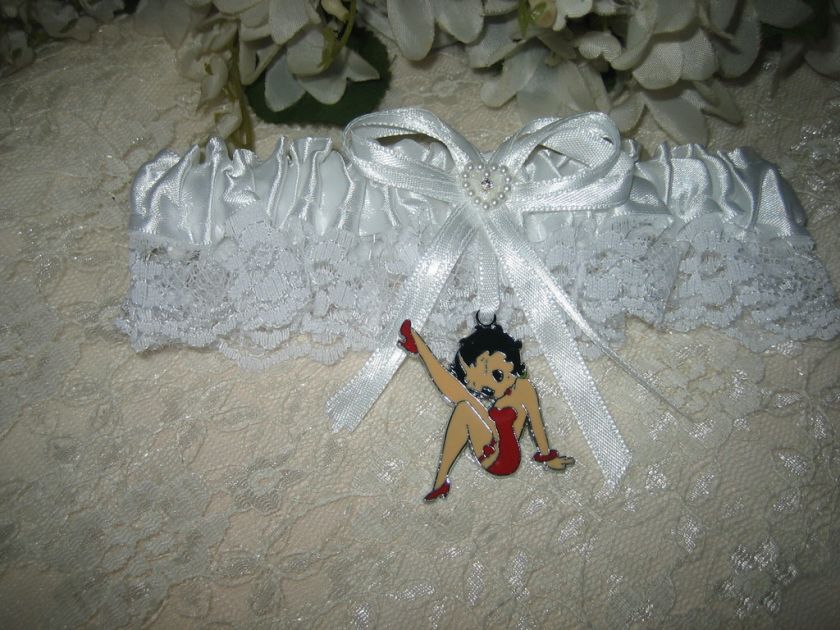 Garter SATIN BRIDAL WEDDING GARTERS RED BETTY BOOP  