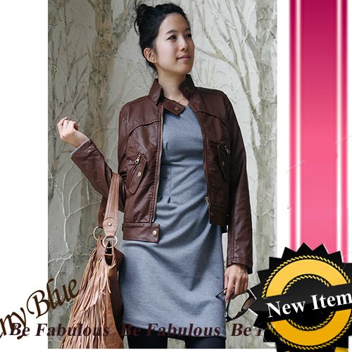 Brown Forever Punk Rock Faux Leather Jacket L XL 1X 2X  