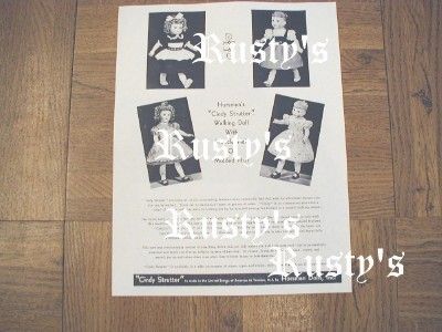 1950s Horsman CINDY STRUTTER doll Leaflet  