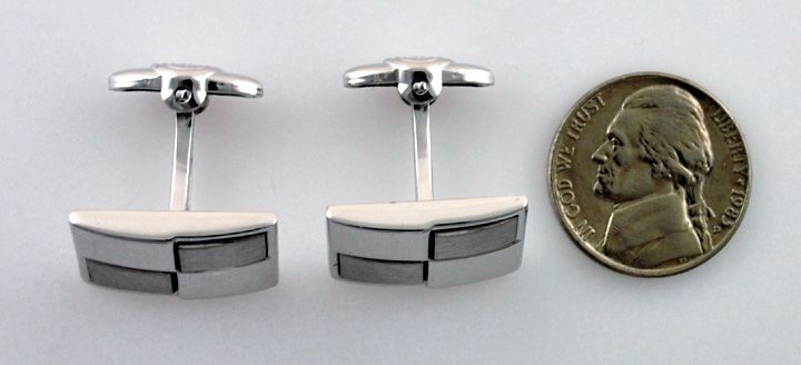 Sterling Pair of Dolan Bullock Cufflinks Brushed Finish  