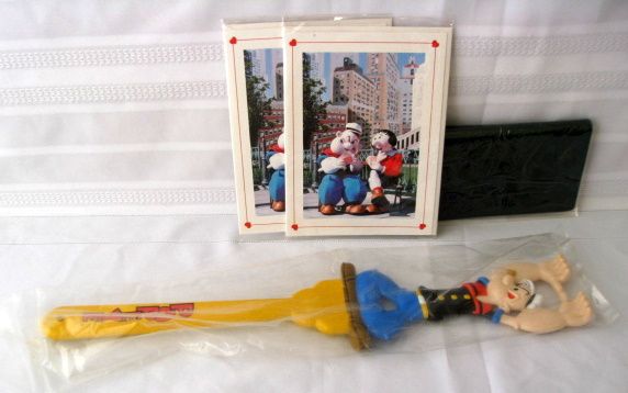 Popeye Back Scratcher (Plastic) Greeting Cards (2) & Checkbook cover 