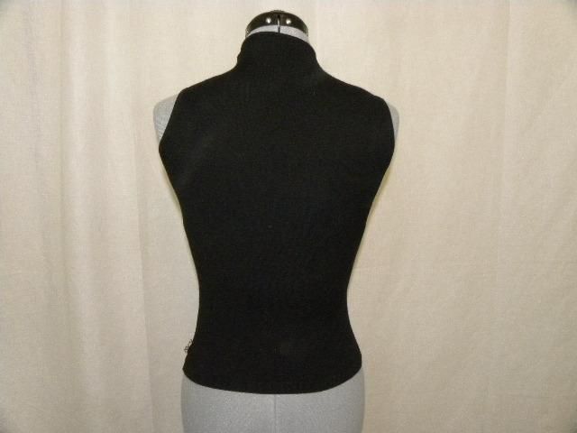 BURBERRY Black Wool Mock Turtleneck Tank Top XS  