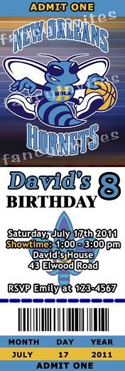   LA Lakers Basketball Suns Hornets Birthday Ticket Invitations  