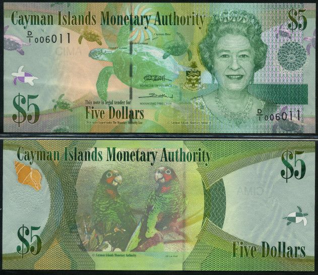 CAYMAN ISLANDS   5 DOLLARS 2010 (2011) UNC   P NEW  