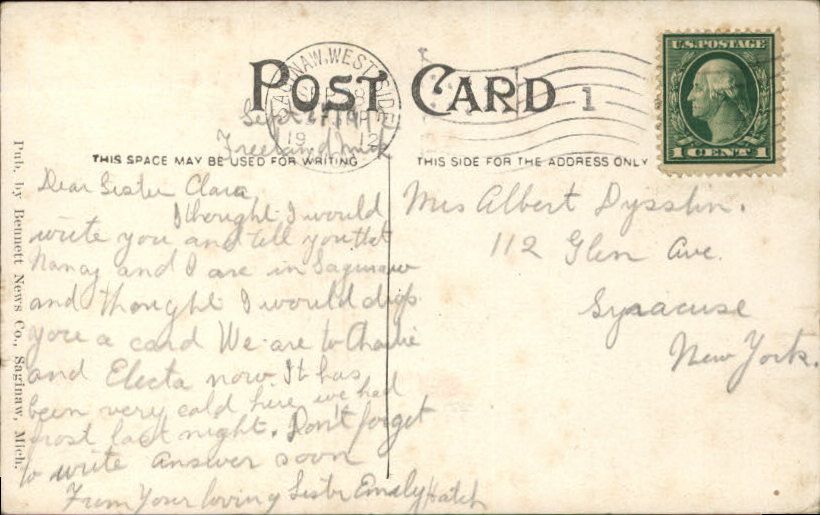 SAGINAW MI General Hospital c1910 Postcard  
