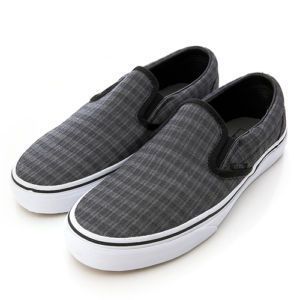 NIB MENS VANS CHELSEA PLAID BLACK PEWTER CLASSIC SLIP ON  